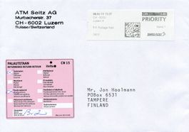 SFS 30.4 A Swiss Post Priority Brief echt gelaufen