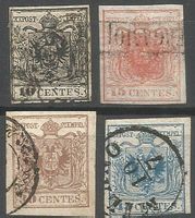 4 Timbres de 1850 ( Lombardie-Vénétie )
