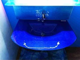 Glaslavabo blau