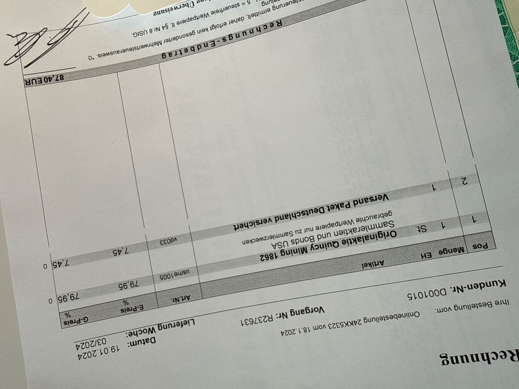 Documenti: Sammleaktie Quincy Mining Company – Usato da Zürich venduto da ol-inclusive 3