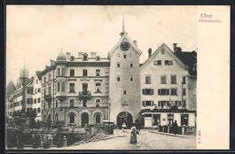 Chur, Häuser und Passanten in der Obers