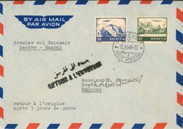 Premier vol SWISSAIR Genève-Baghdad (Basrah) 1948
