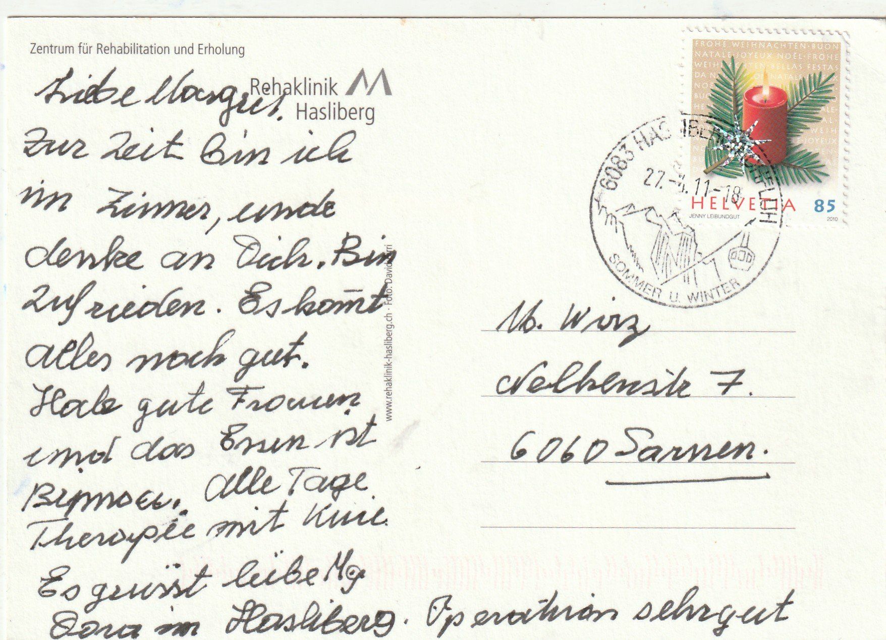 Cartoline postali: Rehaklinik Hasliberg – Usato da Lumbrein venduto da made02 1