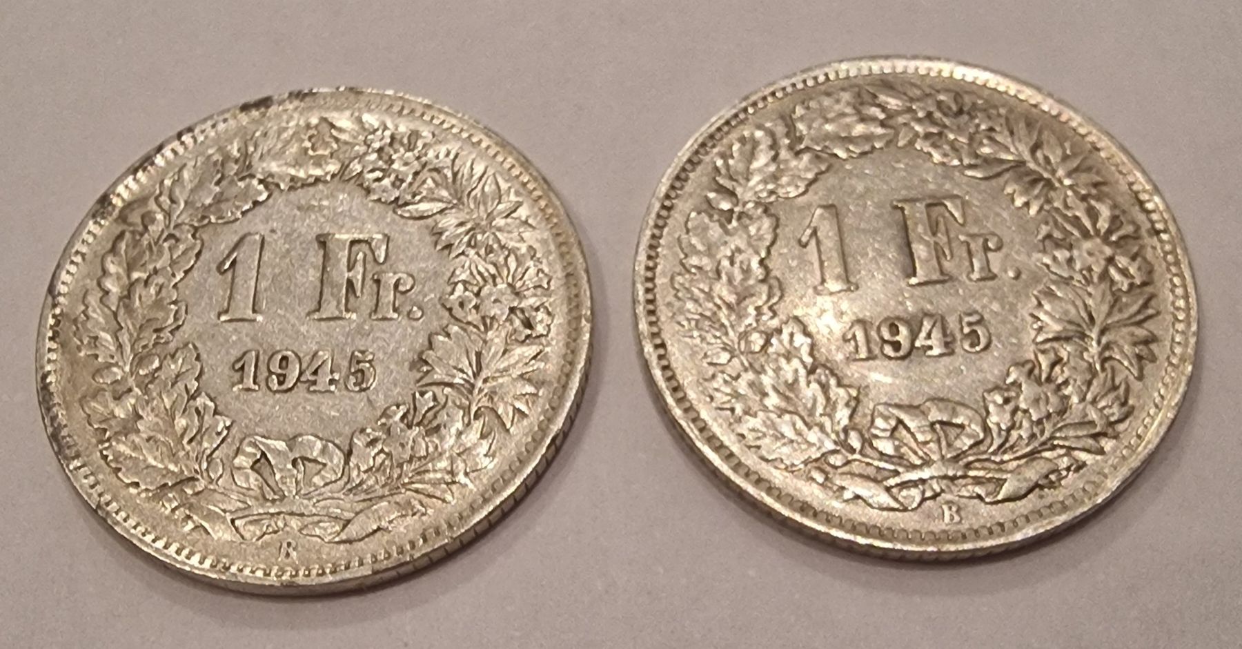 Alle Münzen: 2 x 1 Franken 1945  – Gebraucht aus Arbon von sar_l7ll