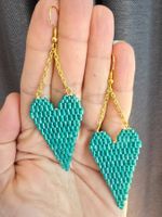 💖✨ Boucles d’oreilles Cœur en perles Miyuki ✨💖  vert