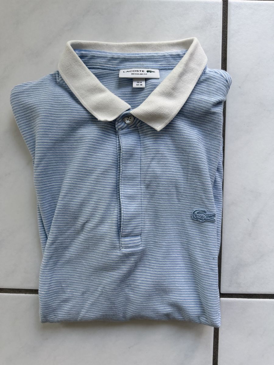 Lacoste Magliette Polo: Lacoste Poloshirt gestreift hellblau Grösse 4 / M – Usato da Schattdorf venduto da lestage 5