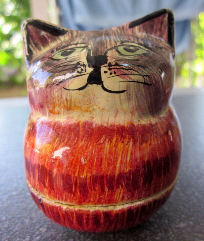 Statuette: Dose Katze aus Papiermache – Usato da Bischofszell venduto da Pfau0 2
