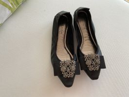 Pazzion Ballerinas Schwarz Grösse 38 mit Schmuckstein
