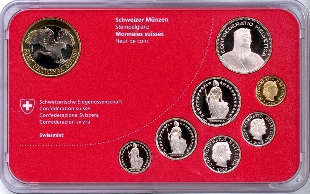 Toutes les monnaies: Schweizer Münzsatz 2008 stgl – Neuf avec emballage d'origine à Eggersriet par stamp303 2