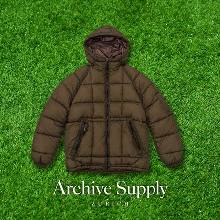 C.P. Company Pufferjacke Braun / Olive mit Lens Detail