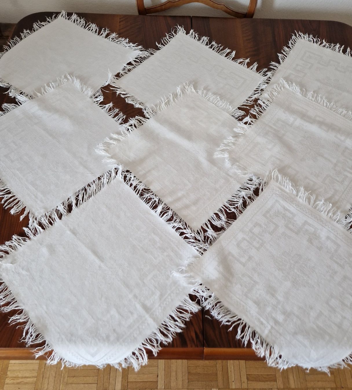 Biancheria da letto: Seidendamast Servietten 41x41cm. – Usato da Bern venduto da Antikbatik 1