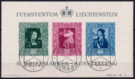 1949 LIE, Sonderblock Nr. W23, Ersttag 6.Vlll.49, mit Gummi.