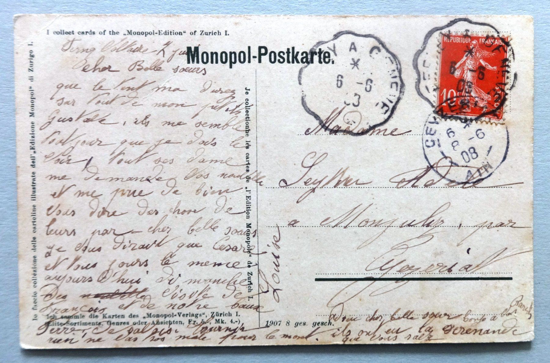 Cartes postales: Genève - Parc de Mon Repos – Défectueux à Fétigny par Billy2miny 1