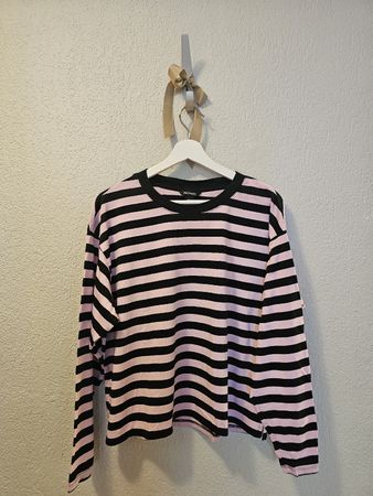 Monki gestreiftes Langarmshirt Gr. L, neuwertig Rosa Schwarz