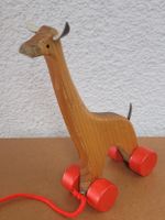 🎈Niedlicher Nachzieh-Giraffe Holz 70er Jahre 