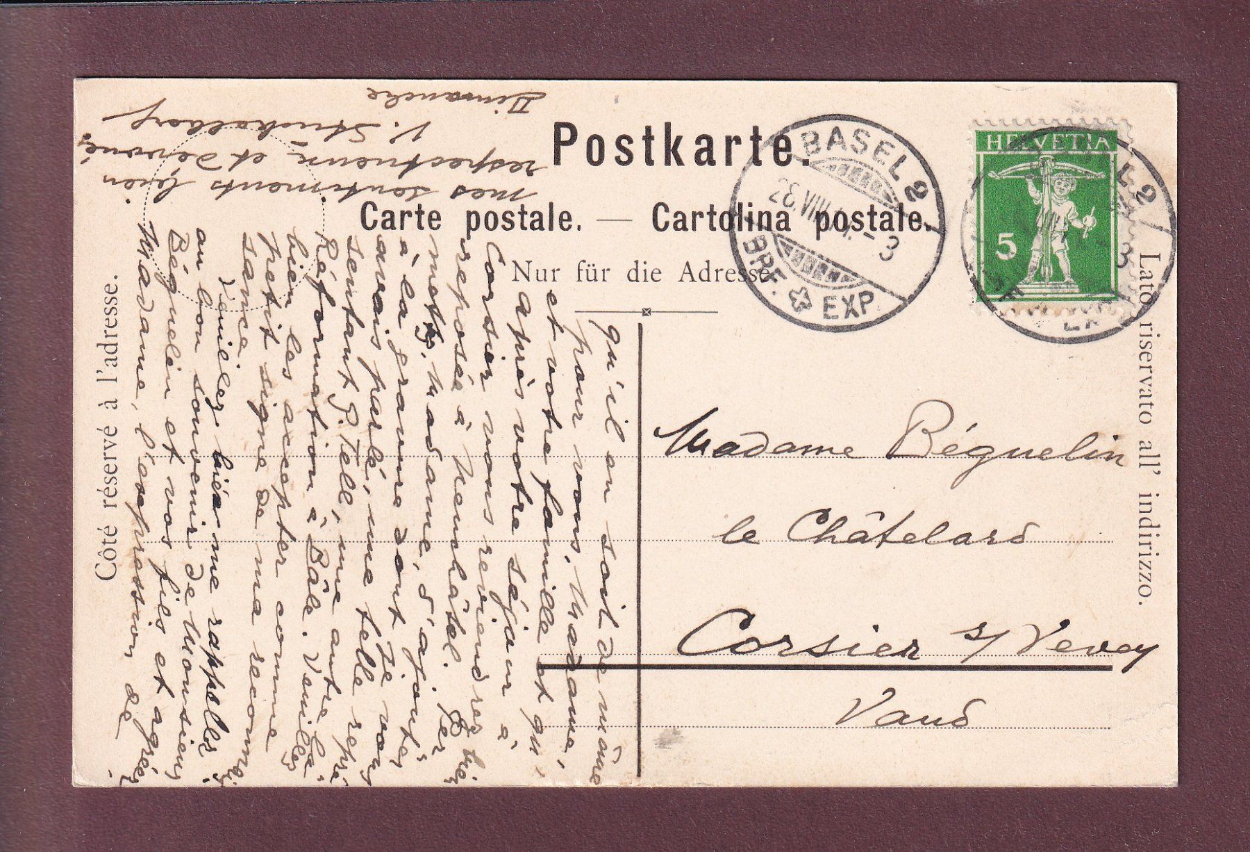 Cartoline postali: Photo - BÂLE ou Corsier ? - 1911 – Usato da Pully venduto da nicecards 1
