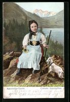 Kleine Ziegenhüterin in Appenzeller Tra