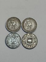 4 pieces 10, 25 cents, 1, 5 shillings coins various conditio