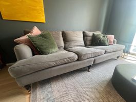 Sofa, 4-Sitzer, waschb. Bezug grau, Landhaus-Stil