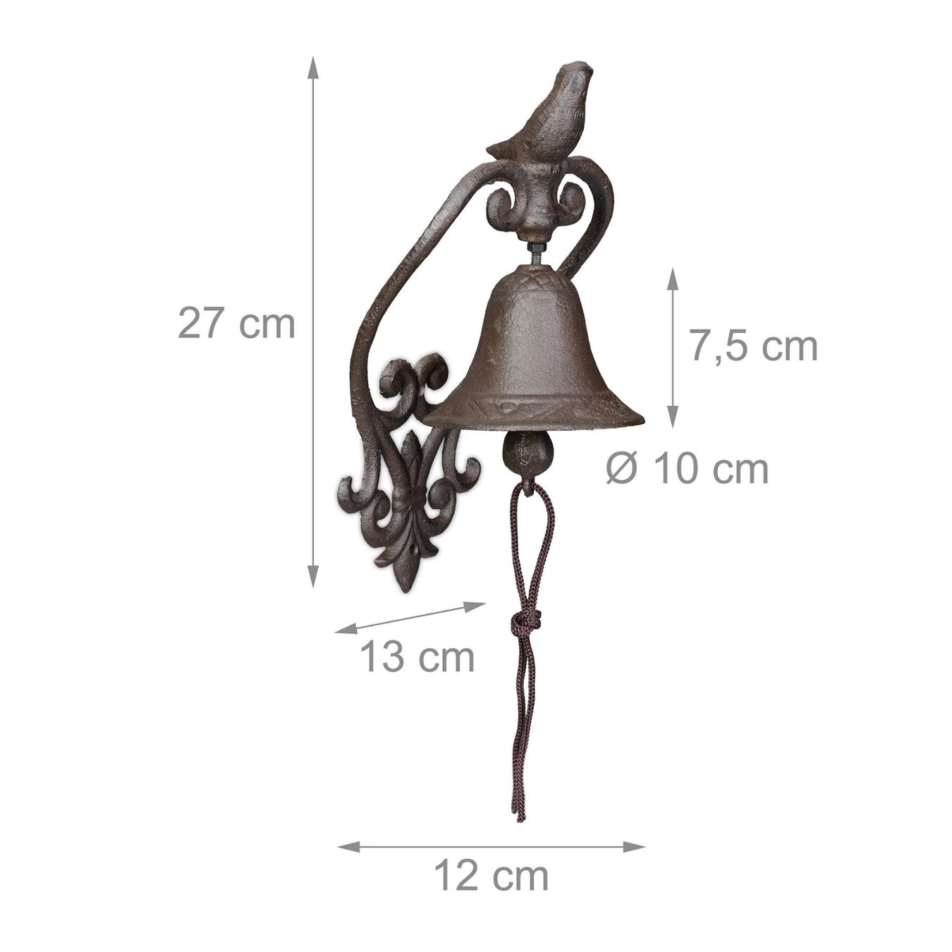 Glocken & Treicheln: Türglocke aus Gusseisen mit Ornamenten und Vögelchen – Neu und originalverpackt aus Gerlafingen von Tsuru 3