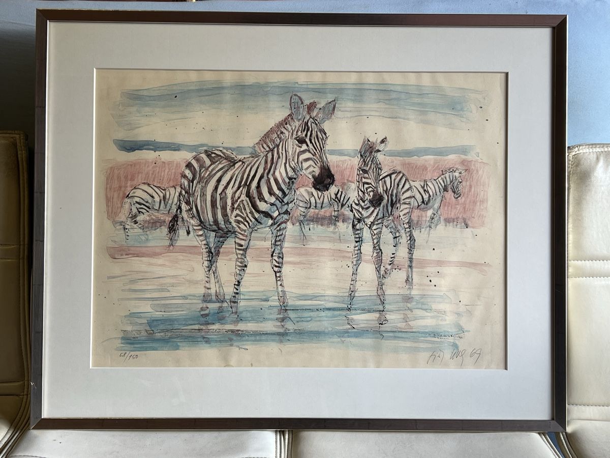 Grafica & Litografie: Zebrapaar von Fritz Hug, Lithografie – Usato da Zürich venduto da juergarno 5