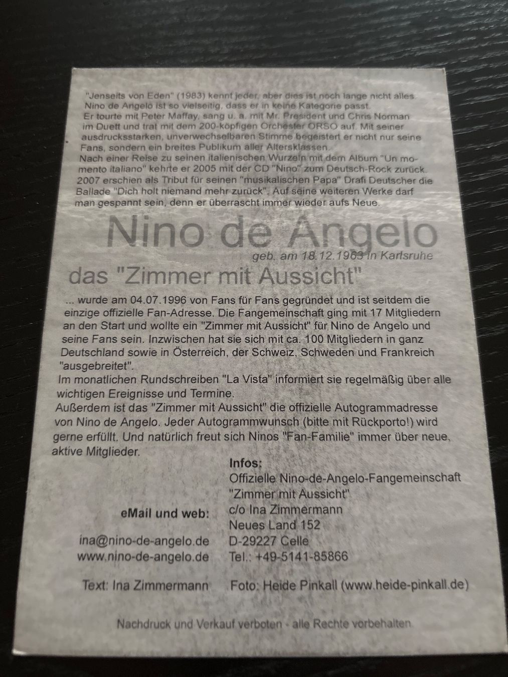 Autografi: Nino de Angelo – Usato da Uetendorf venduto da hoisle 1