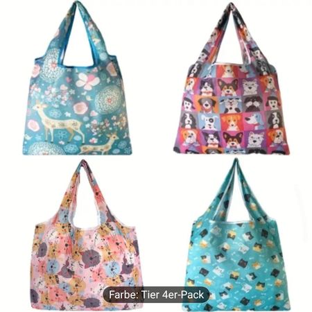 4er Packung wieder verwendbar Stofftaschen / Einkaufstaschen