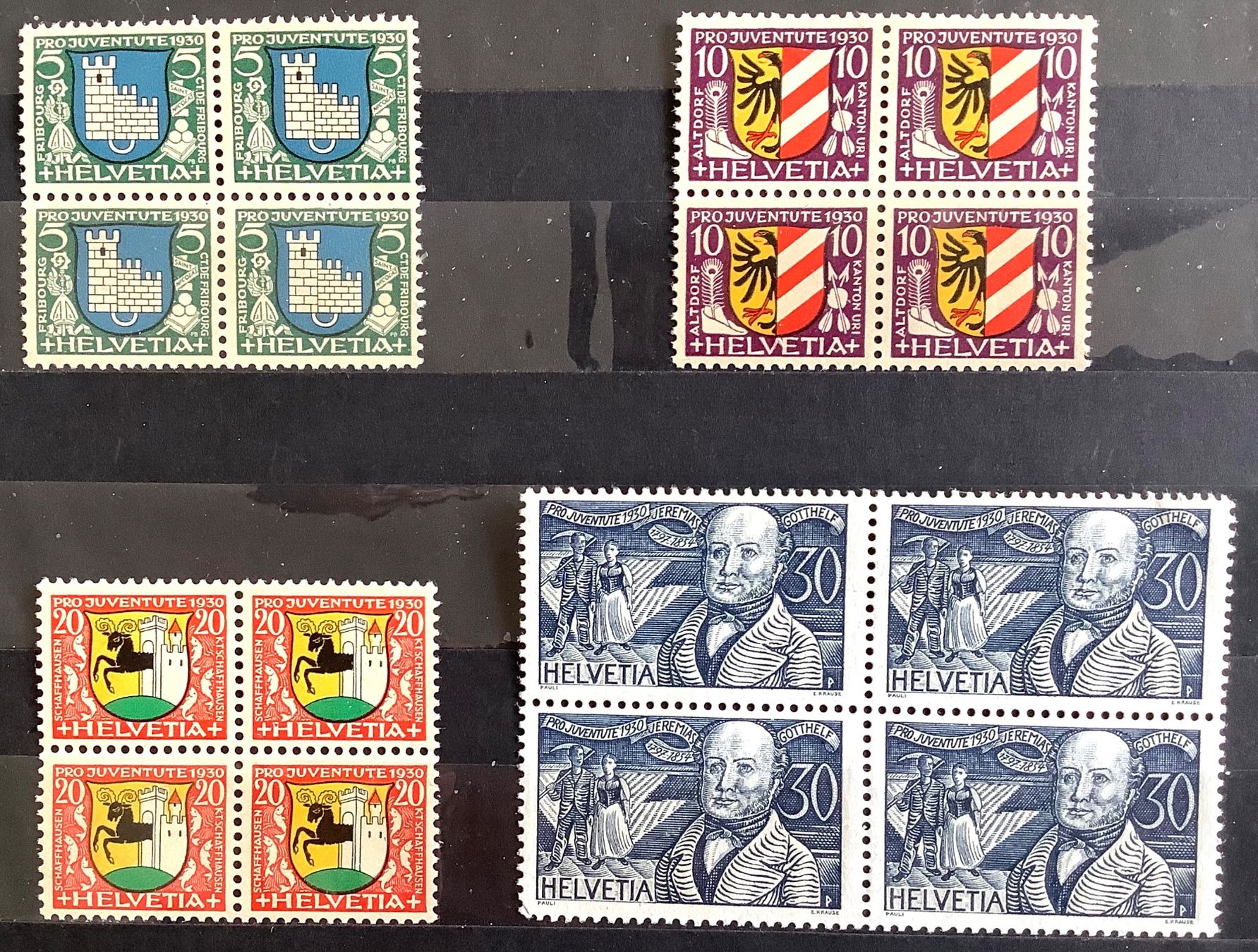 Tutti i francobolli: 1930 Pro Juventute Viererblöcke Postfrisch ** mit Tabs – Nuovo (secondo la descrizione) da Liestal venduto da Skunk02