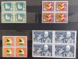 1930 Pro Juventute Viererblöcke Postfrisch ** mit Tabs