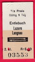KARTON BILLETT, ENTLEBUCH - LANGNAU, 2.KLASSE, RETOUR, HALBT