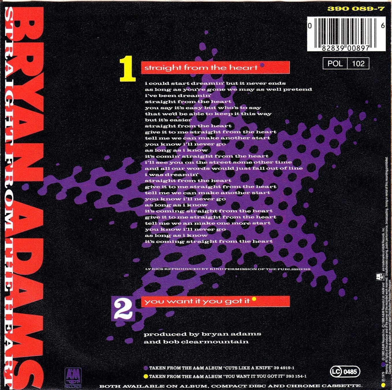 Schallplatten: Bryan Adams Vinyl Single von 1983 – Gebraucht aus Volketswil von Abcrecords 1