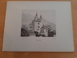 Vaumarcus Schloss Neuenburg, Lithographie,  um ca. 1900