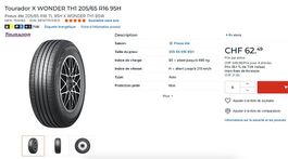 2 Pneus été NEUFS 205/65 R16 TL 95H