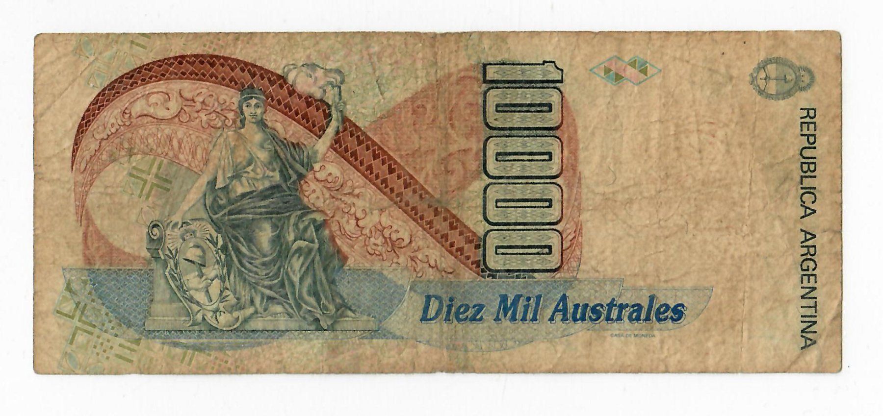 Banconote: Banknote Argentinien, 10'000 Australes – Usato da Landquart venduto da balboajimmy 1