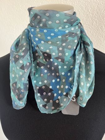 Colora Foulard, 74% Seide, Blau/Grün, NEU