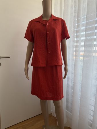 Leinen Kleid mit Hemd (Karotten Rot) Gr S, Sommerkleid