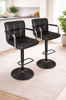 Barhocker 2er-Set mit Armlehnen – höhenverstellbar – schwarz