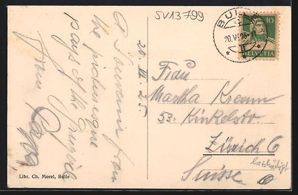 Cartoline postali: AK Bulle, Panorama et le Moléson, 1925 – Usato da Berlin venduto da bartko-reher 1