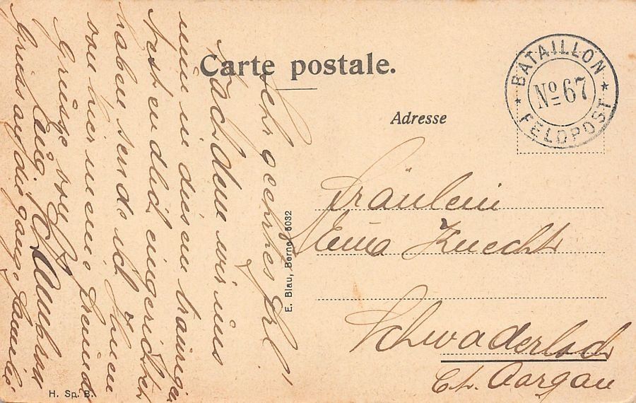 Cartoline postali: Pleigne, poste de campagne Feldpost BATAILLON N° 67 – Usato da Frauenfeld venduto da POML 1