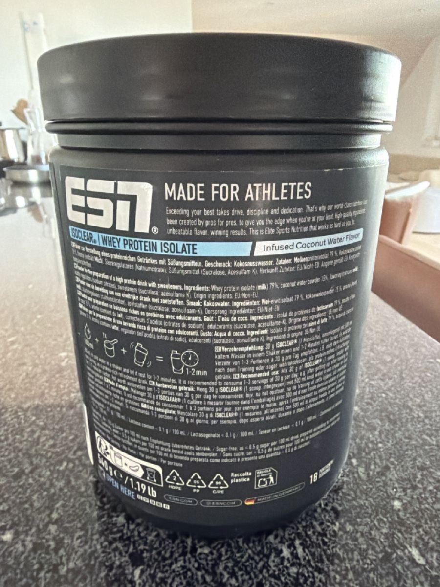 Esn Cibi & Specialità: ESN ISOclear Whey Protein Isolate Kokos Wasser 540g – Nuovo (secondo la descrizione) da Niederwil SG venduto da jgu_t2gl 2