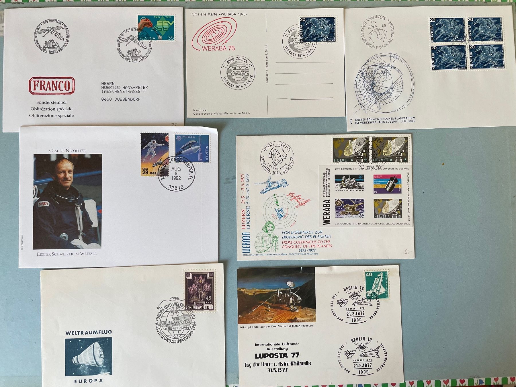 Alle Briefmarken: 32 FDCs Raumfahrt und Raketenpost – Gebraucht aus Zürich von stzepp 3