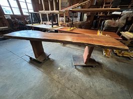 Massiver 305 x 84 cm Baumstamm Tisch Litschi Holz Unikat