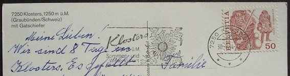 Cartoline postali: KLOSTERS mit Gatschiefer – Usato da Jona venduto da philajona 1