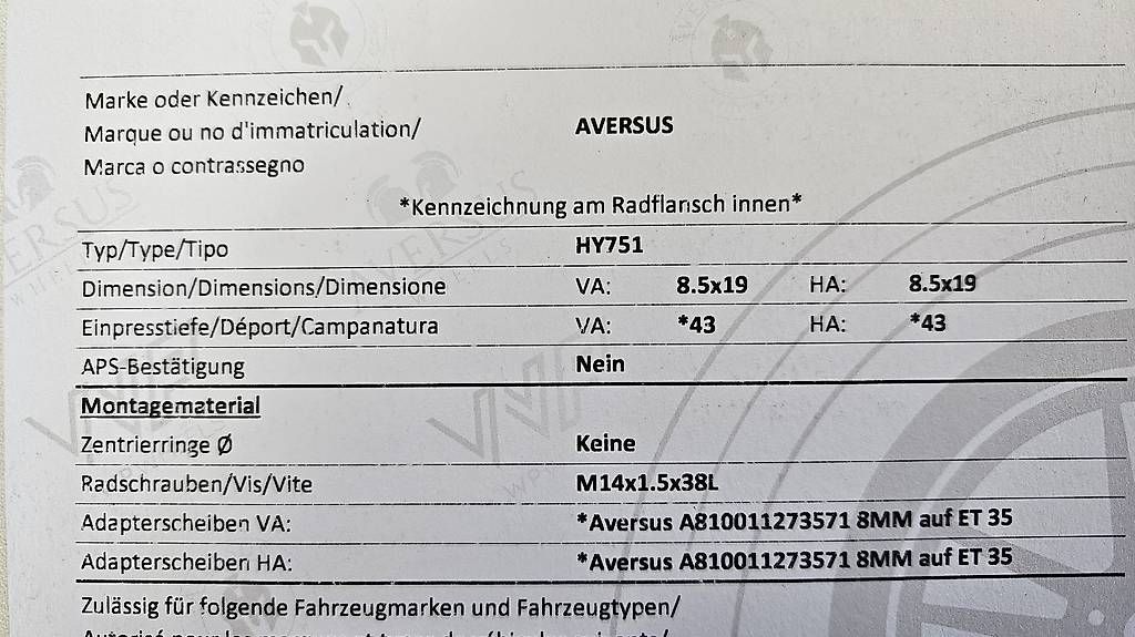Pneus & Kompletträder: Aversus HY751 8.5x19 mit Pneu – Gebraucht aus Unterschächen von apkg 1