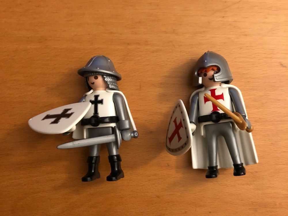 Figurine Playmobil Templeritter (Chevalier Templier) Noir Custom Croisé - Rare Occasion Allemagne