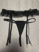 Set Sexy Nero con Reggicalze e Giarrettiera- unisex-one size