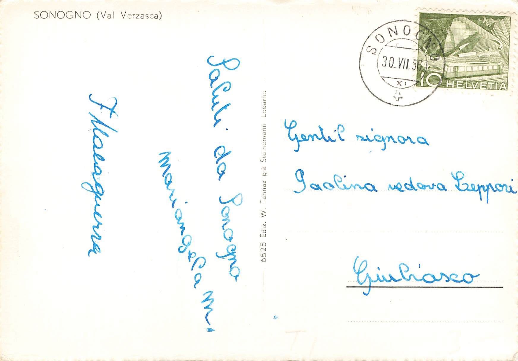 Cartoline postali: Sonogno valle verzasca G – Usato da Biasca venduto da Blenio71 1