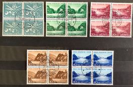 1956 Pro Patria Serie im 4er-Block mit Zentrum Gestempelt