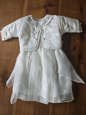 Taufkleid- / Fest-Kleid mit Jäckli & Umhang, Gr. 74/80