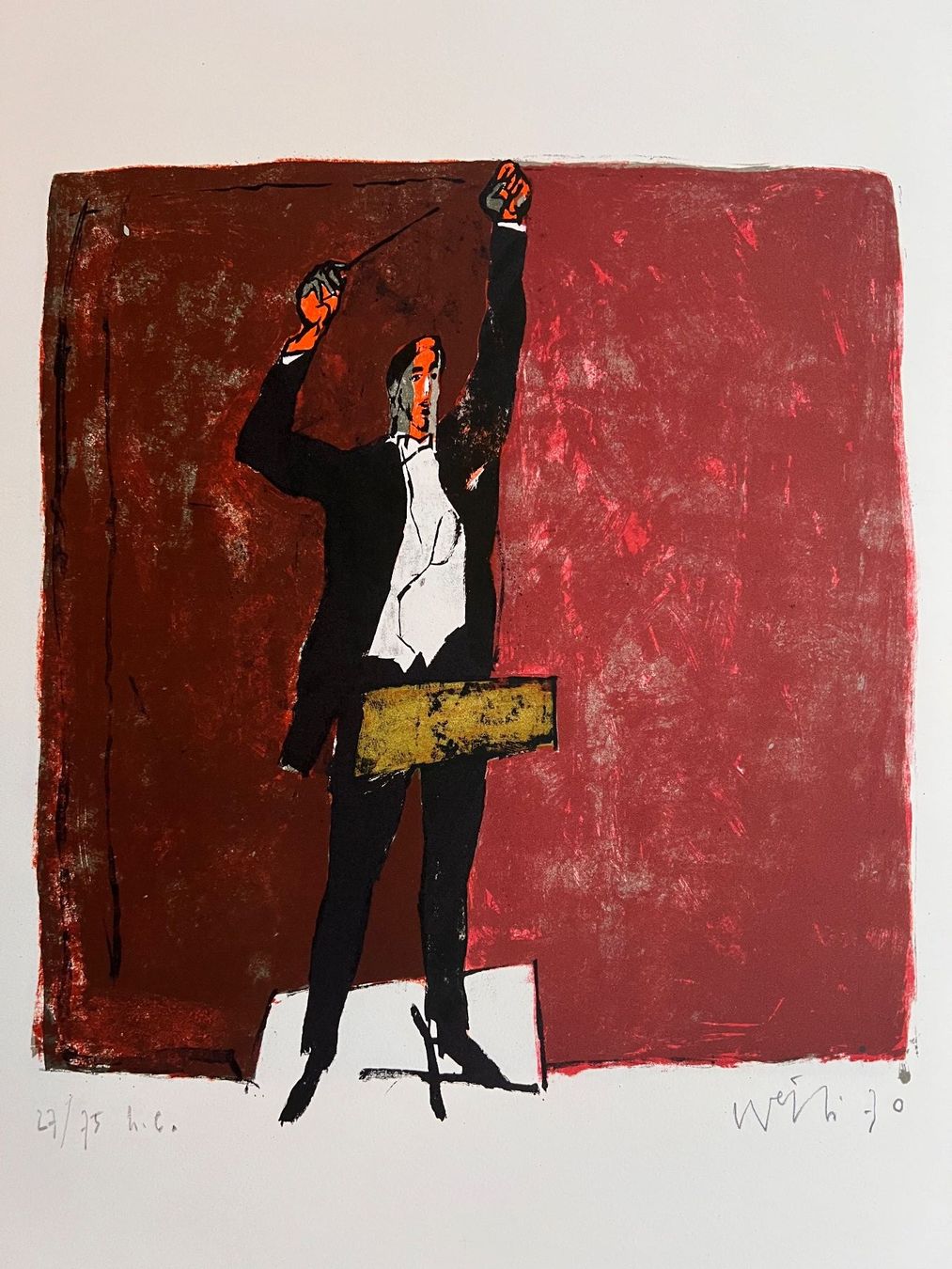 Grafica & Litografie: Hugo Wetli Original Lithographie "Dirigent" 1970 – Usato da Adliswil venduto da buch_und_kunst
